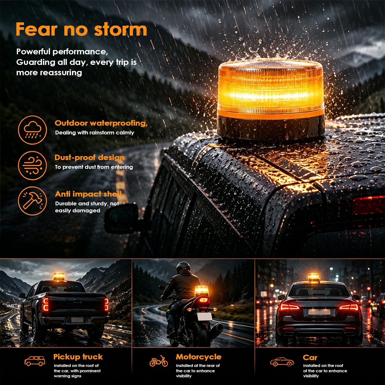 Sos Light Strobe - Lampa ostrzegawcza LED, bursztynowa, migająca, z